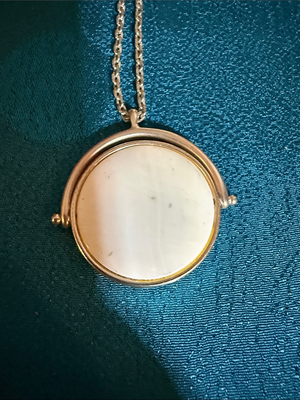 Silver-Tone Round Mother of Pearl Pendant Necklace by Lucky brand